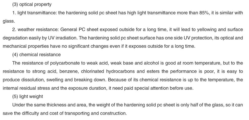 Polycarbonate Hardening Sheet